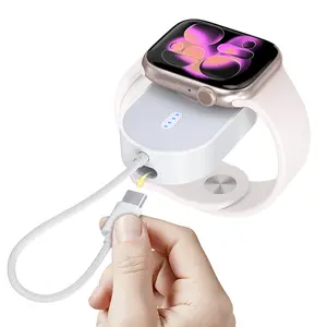 Watch Magnetic Charger 1200mAh Mini Magnetic Power Bank with Built-in USB-C Cable & LED Indicator Portable Travel Charger for Apple Watch Series