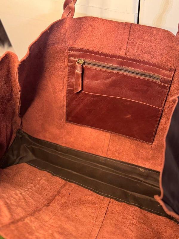 Untammed Traveler Weekender Bag - Leather Tote with Braided Straps & Fringe - Spacious Inside Pocket - Black Brown Red Options