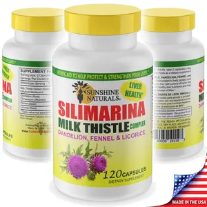 Sunshine Naturals Milk Thistle Silimarina 120 Capsules Made in the USA
