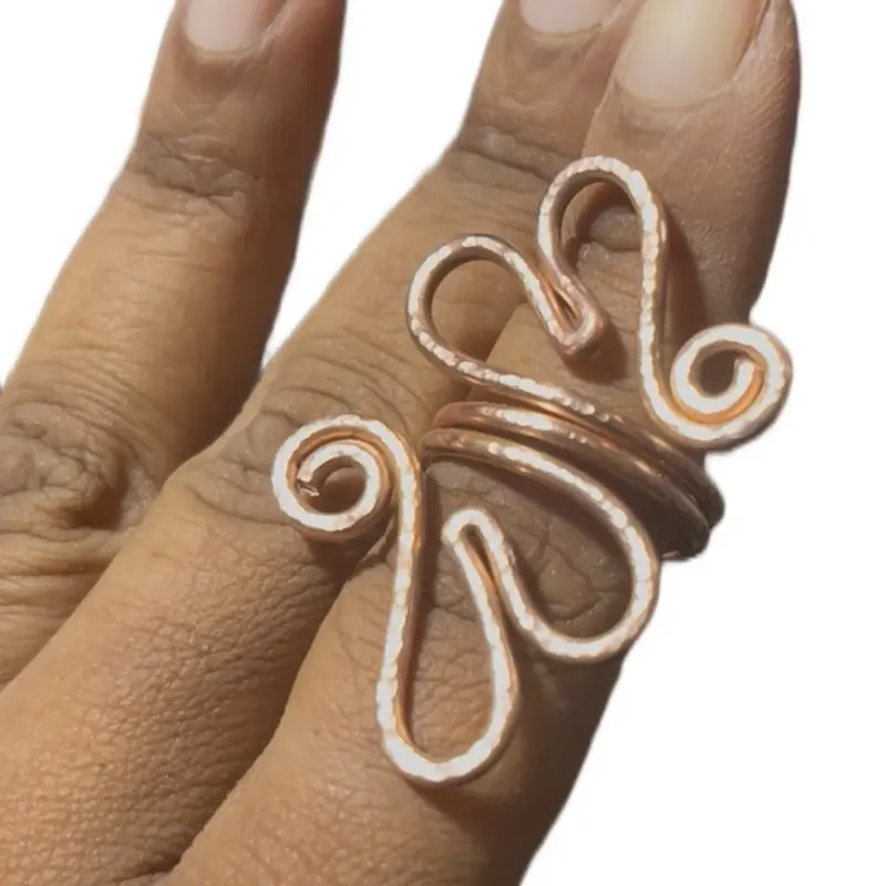 Double Heart Copper Ring, Fashion Costume Jewelry Accessory for Balancing Chakras, Improving Circulation, Magnifying Energy, Reducing Inflammation, Supporting Patina Development, Balances Chakras