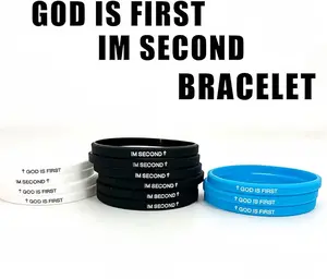 GOD IS FIRST IM SECOND Bracelet - Unisex Rubber Faith Band, Never Fades/Snaps, Daily Reminder, Gym Safe, Slim Fit Wear, Christian Jewelry