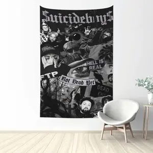 Suicide Rapper Boys MusicWall Hanging Flag Tapestry, for Party Bedroom Living Room Home and Outdoor Garden Patio & University Dorm Decor Gift
