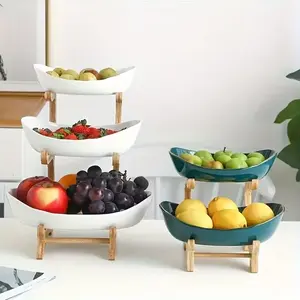 3-Tier Luxury Plastic Fruit Tray | Elegant Wooden Design, Space-Saving for Home Snacks & Bread. Easy Assembly, Perfect Holiday Gift!