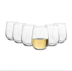 (4 pack)  Clear Stemless Wine Glass Set, 17 oz