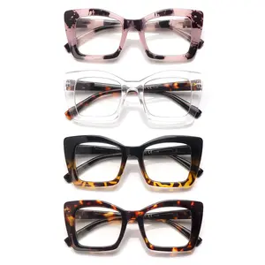 Oversized Square Reading Glasses Oprah Style for Women Blue Light Blocking Large Frame Computer Readers Spring Hinge Trending Eyeglasses High Quality Eyewear Lightweight Clear 4 Pack Mix