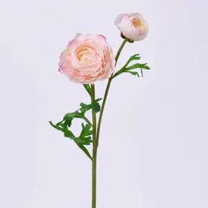 Blush Pink Real Touch Ranunculus Bloom & Bud Spray Single Faux Floral Stem Spray  - 23"