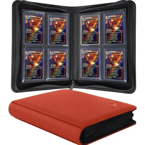 Toploader Binder, Holds 112+ Toploaders, 4 Pocket Top Loader Card Storage Case, Double-Sided Pockets for trading card in 3 x 4'' Toploaders(Red)