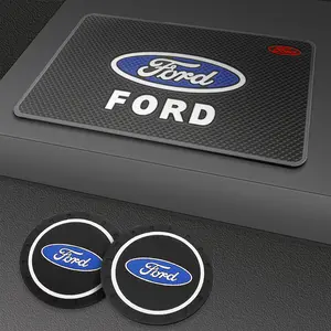 Car Anti-slip pads coaster Water Cup silicone coasters bottle racks interior decoration 1/2Pcs For Ford FOCUS Mondeo Fiesta Kuga Ecosport Fusion Anti-skid Coaster Car Accessories