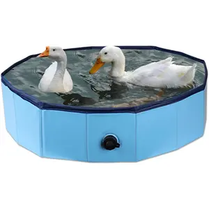 Foldable Portable Hard Plastic Duck Pool Tub, Collapsible Duck Pond for Pet Ducks, Dogs and Cats, Indoor & Outdoor Use, Hard Shell, Easy to Clean and Store