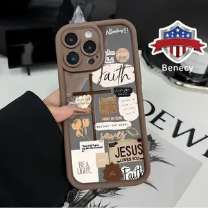 Cross Bible Design Pattern Case for iPhone 16 15 14 Pro Max 13 12 11 XR XS Plus E Soft TPU Bumper Drop Protection Rugged Durable Back Cover for  Boy