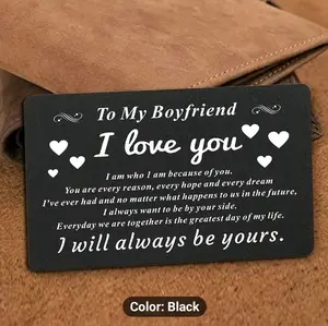 1pc Men's Engraved With Love Message Insert Card Wallet, Valentine's Day Christmas Present, Gift For Boyfriend