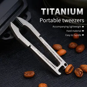 Titanium Alloy Tweezers for Precision Work, Portable Outdoor Bottle Opener Keychain Accessory for Men & Women, Keychain Multi Tool