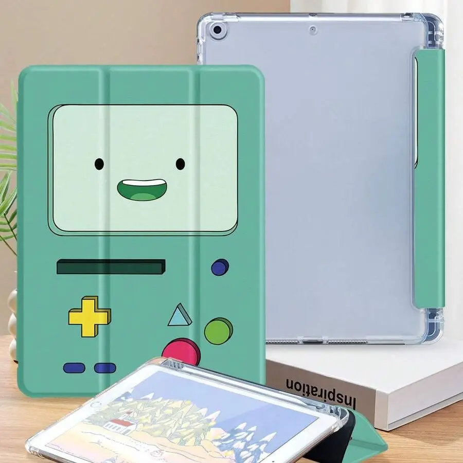 Cute Adventure Buddy Bmo Tablet Case Cover, iPad Accessories, Fits iPad 9/8/7 Gen 10.2 Inch, iPad Air 5/4 Gen 10.9 Inch, Anti-Drop Stand Function, Magnetic, Tablet Casing, iPad Covers