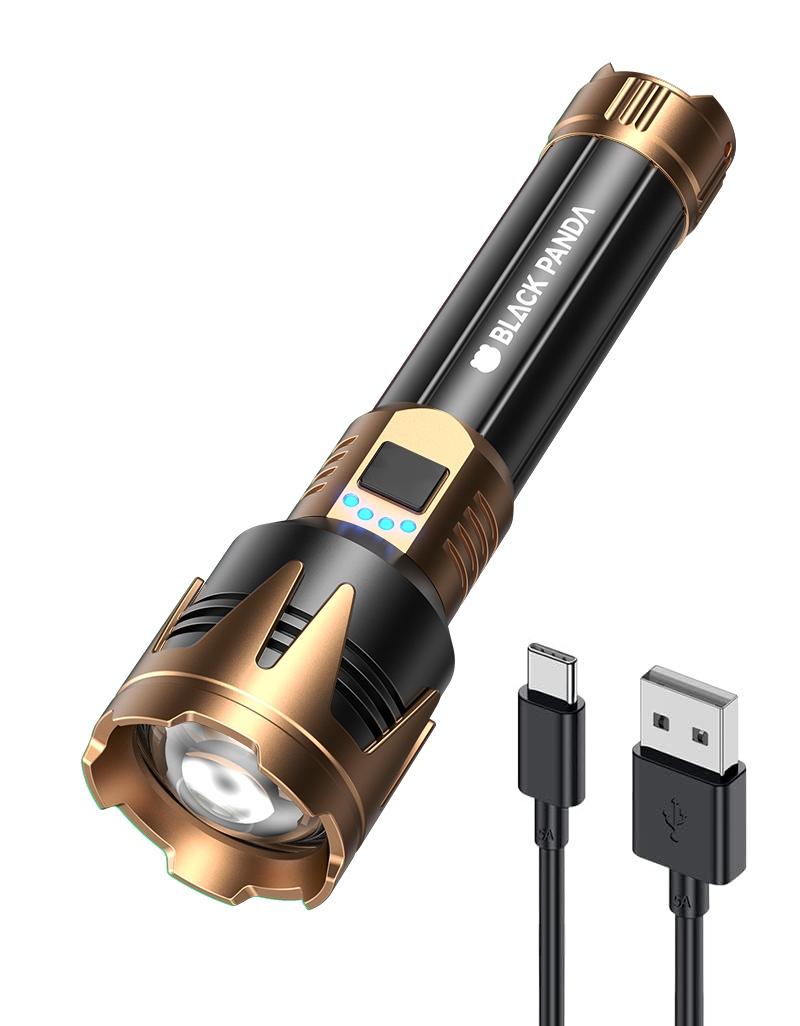 BlackPanda Viral Super Bright LED Flashlight Rechargeable, water resistant, High Lumens Torch Light for Camping & Emergency