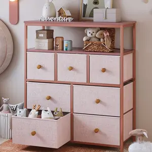Raybee Furniture TV Stand Dresser with Shelf, Dresser for Bedroom with 2 Shelves and Metal Frame, Tall Dressers for Bedroom, Closets