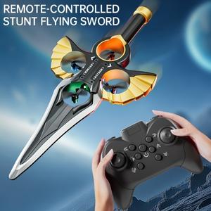 Flying Sword Drone Children's Toy- 2.4G Remote Control Foam Model Airplane Swordhilt Design with One-Button Rotation & Barometric Lift Christmas