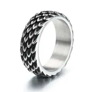 GTHIC Dragon Scale Stainless Steel Band Ring for Men Women Fashion Accessories Daily Wear Birthday Gifts