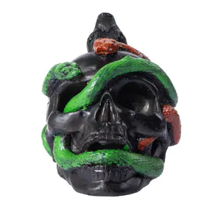 Aztec Death Whistle - Screaming Skull with Wrapped Snakes, Loud Authentic Human Scream Sound, Handcrafted Resin Mayan Totem, Gothic Home Decor, Occult Oddities Gift