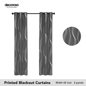 Deconovo Blackout Curtains , Blackout Curtains for Bedroom, Living Room, Silver Wave Window Curtains, 2 Panels
