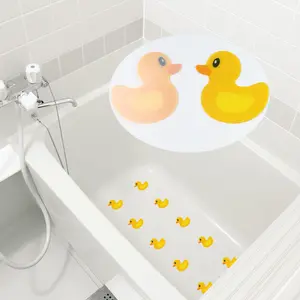 10-Piece Cute Rubber Duck Bathroom Stickers, Anti-slip Stickers ,Staire Floor Anti-skid Tape, Non-Slip Adhesive for Bathtub Shower Wall Tiles,Cartoon Decals Easy Peel No Residue Glue