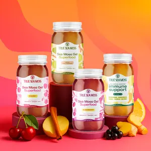 True Sea Moss Fall Boost Bundle - Cherry, Apple Cinnamon, Elderberry, 5 in 1 – Rich in Essential Minerals & Vitamins – supports overall vitality