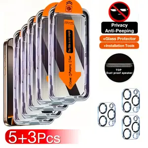 3+5 Pack For Apple iPhone 17 Air 16 15 14 13 12 11 Pro Max Plus Mini Screen Protector, Full Coverage Privacy Tempered Glass Film, Durable Protective Anti-Scratch, Bubble-Free Installation, Easy to Apply