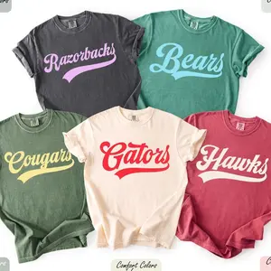 Comfort Colors Custom School Mascot T-Shirt, Custom Name Gifts For Back To School, Custom Sports Tee, Team Mascot Shirt, School Logo Tee Y