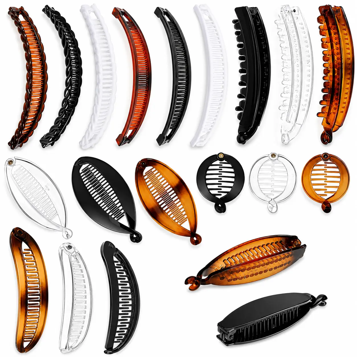 Women's 21PCS Large French Banana Hair Clips Set - Vintage Styling Tools with Comb, Pick Tail, Rat Tail for Long Thick Hair Accessories