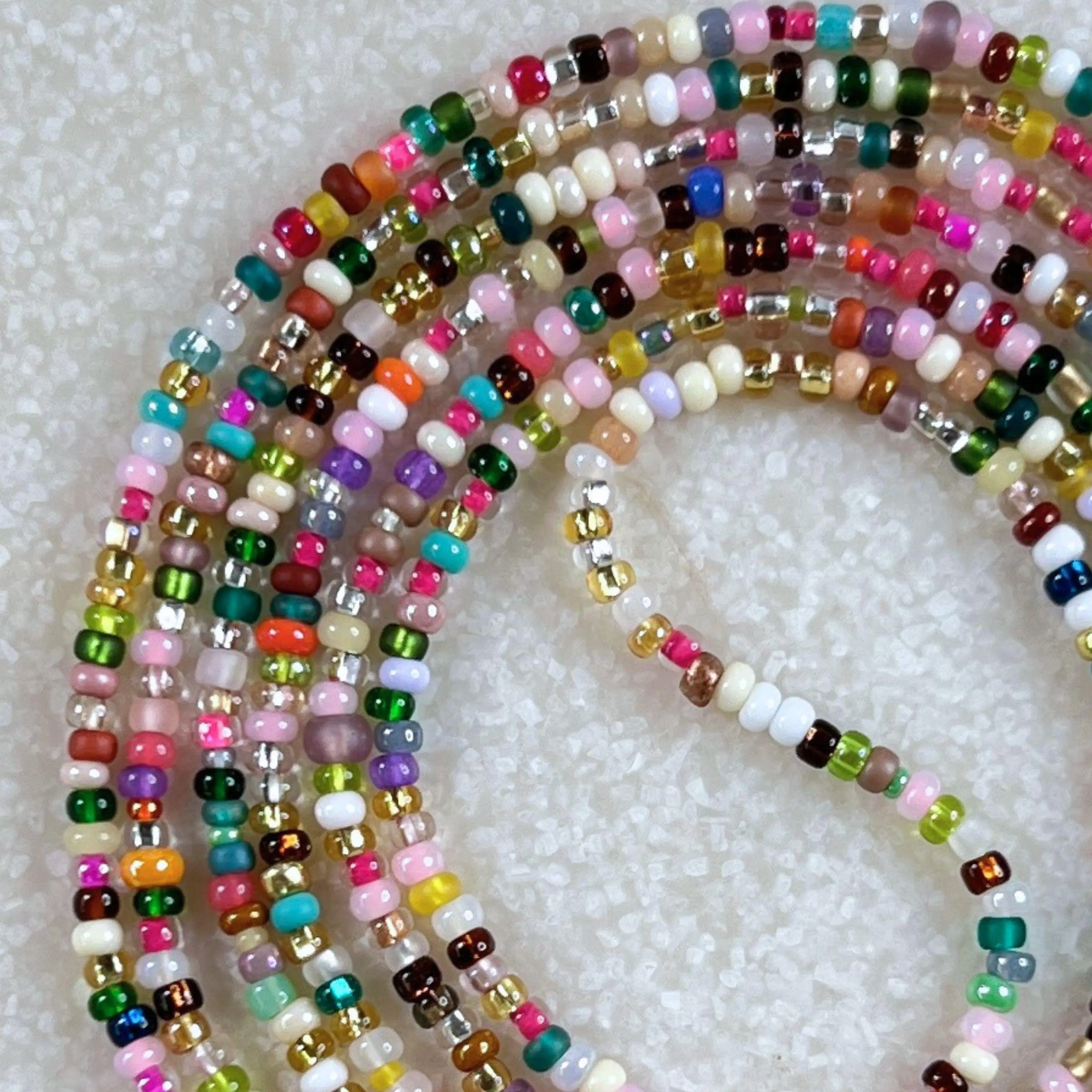 BEAUTIFUL CHAOS - Tie On Waist Beads - 45 to 60 inches Waistbeads - Teal Waistbeads - Pearl Waistbeads - Made By Venus Waistbeads