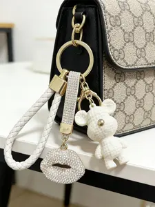 Creative Rhinestone Lip Keychain Car Key Decoration, Cute Cartoon Bear Pendant, Women's Bag Accessory, All Seasons