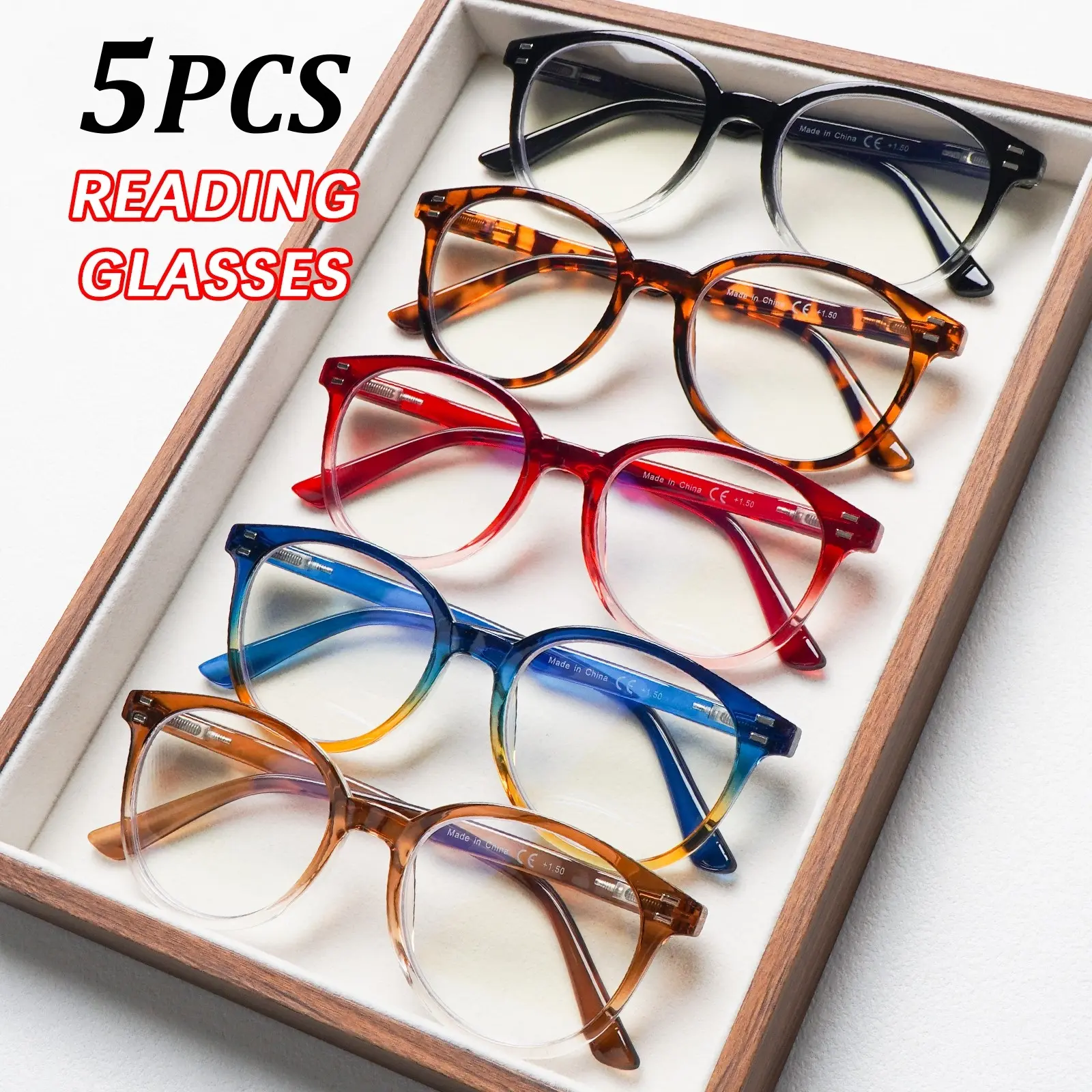 5 Pack Tortoiseshell Reading Glasses Blue Light Blocking Readers Oprah Anti Glare Reading Glasses for Women Spring Hinge Trending Eyeglasses new year glasses