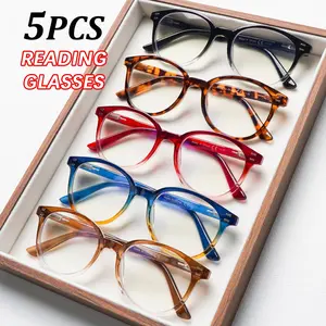 5 Pack Tortoiseshell Reading Glasses Blue Light Blocking Readers Oprah Anti Glare Reading Glasses for Women Spring Hinge Trending Eyeglasses new year glasses