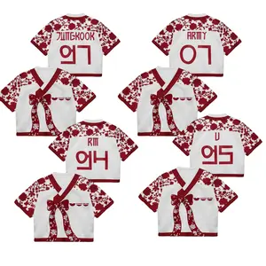KPop Floral Tour Hanbok Style Mixed Mesh Jersey Gifts For Fans Shirt, Bang Tan Hanbok Jersey, Kpop Concert World Tour Shirt, Bangtan Gift, Oversized Custom Name Number Fit