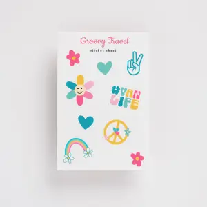 Groovy Travel Sticker Sheet for Journals Planners and More High Quality Decorative Stickers