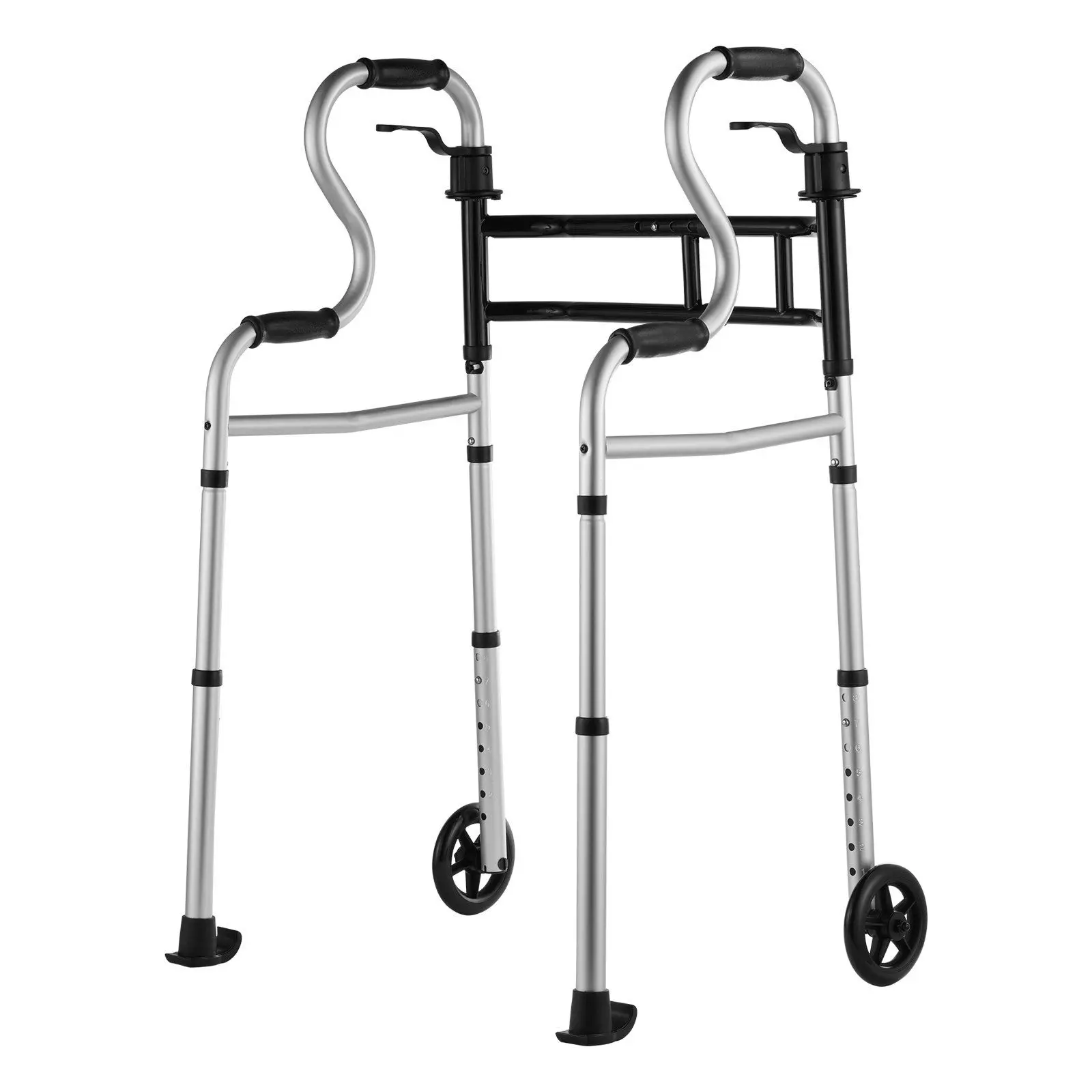 Foldable Aluminum R-Shaped Compact Walker - Adjustable Height & Width Stand-Assist Mobility Equipment, Spring New Arrival for Home Improvement Needs