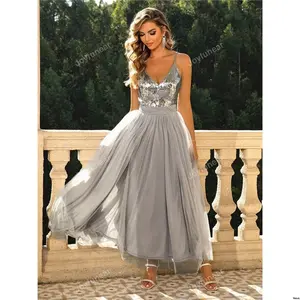 Women Prom Formal Semi Dress Cami Joyfunear Contrast Sequin Mesh Dresses For