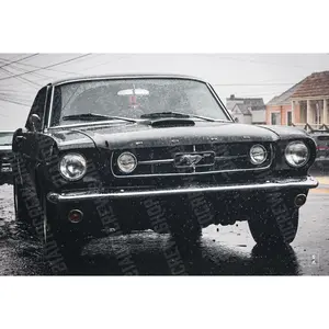Mustang in the Rain Poster