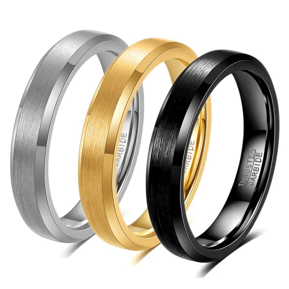Women's Unisex Tungsten Steel Electroplated Ring - Business & Casual Wear, INS Trend, Light Luxury European Style, Geometric Shape with Round Elements, Starry Sky Zircon Couple Wedding Band Costume Jewelry