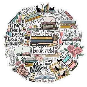 25Pcs Book Lover Stickers Pack, Waterproof Reading Quote & Book Nerd Vinyl Decals, Floral Pattern Sticker for Laptop, Water Bottle, Journal & Scrapbook, Bookworm Gift, Die Cut Stickers