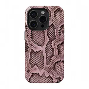 Pink python pattern phone case, suitable for iPhone17 ProMax, 16Pro, 15, 14, 13, 12, double-layer protective case, smartphone case