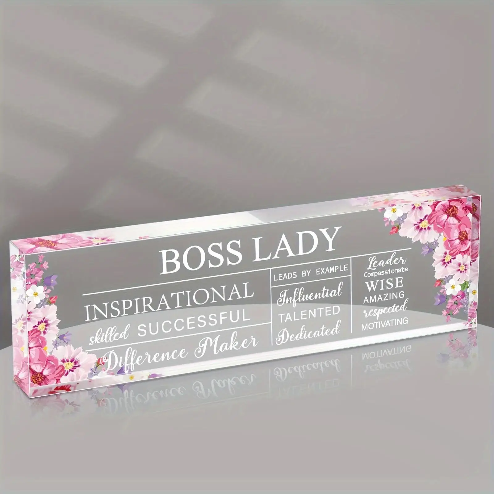 Creative DIY Spring Flower & Letter Pattern Acrylic Desk Decoration, 1 Count Inspirational Quotes Office Ornament, Birthday Gift