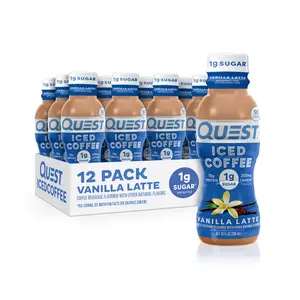 Iced Coffee, Vanilla Latte, 1g of Sugar, 10g of Protein, 90 calories, 200mg of caffeine, 12 Count