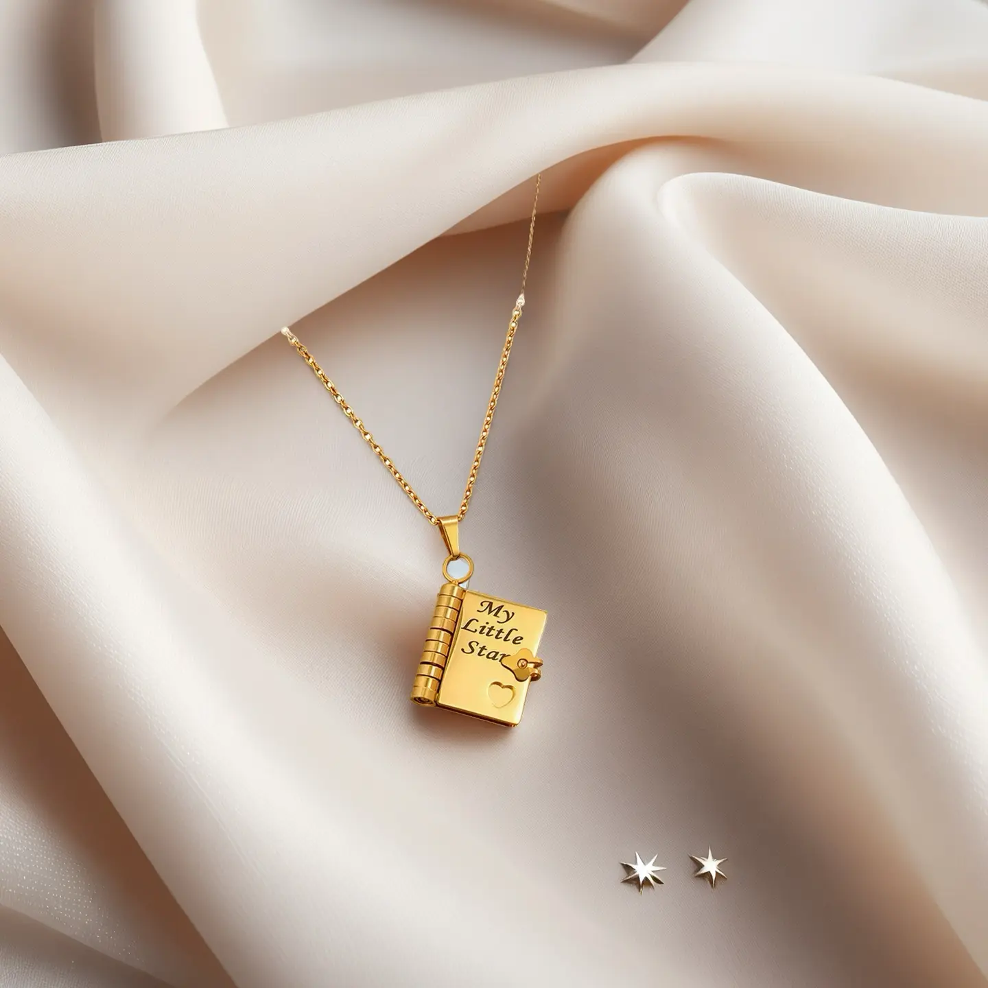 Chain Jewelry Necklaces with Star Book Locket, Durable Stainless Steel Keepsake for Birthday & Graduation Gift, Book Lovers, Hidden Message, Pendant, Sons & Daughters, Christmas, Storytellers, Thanksgiving