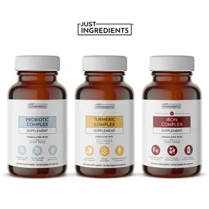 Just Ingredients Supplement Bundle: Probiotic, Turmeric and Iron