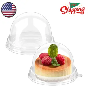100 Pack Mini Cake Containers, Clear Plastic Small Cupcake Boxes