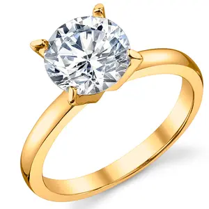 Women's Gold Tone Over Sterling Silver 925 2 Carat Round Brilliant Cubic Zirconia Wedding Engagement Ring