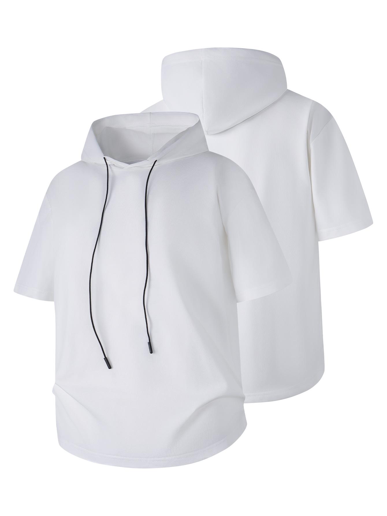 Men’s short-sleeve hoodie, quick-dry ice cool breathable hooded T-shirt, loose-fit casual athletic top for gym workouts and everyday wear