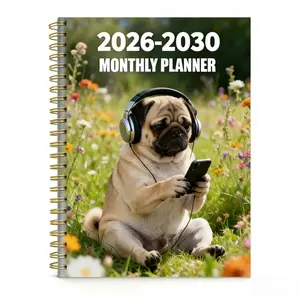 2026-2030 Monthly Calendar - From January 2026 to December 2030, 5-year calendar, fun dog-themed cover design, annual calendar planner, month labels, 60-month calendar, 5.5 x 8.3 inches, Spiral Bound Planner