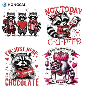 Funny Bear Valentine's Day Iron-On Sticker, Vinyl Heat Transfer Decal, DIY Heart Chocolate Elements, Dark Sweet Cool Design, Unique Trendy Item