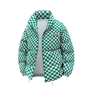 Men's Winter Windproof Fleece Lined Cotton Jacket, Stand Collar Design, Letter Print, Soft Touch, Durable, Outdoor Wear